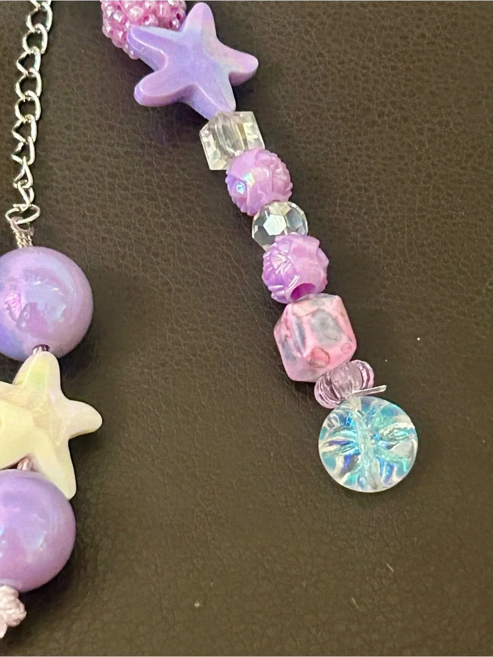 Purple Celestial Star Beaded Charm Keychain